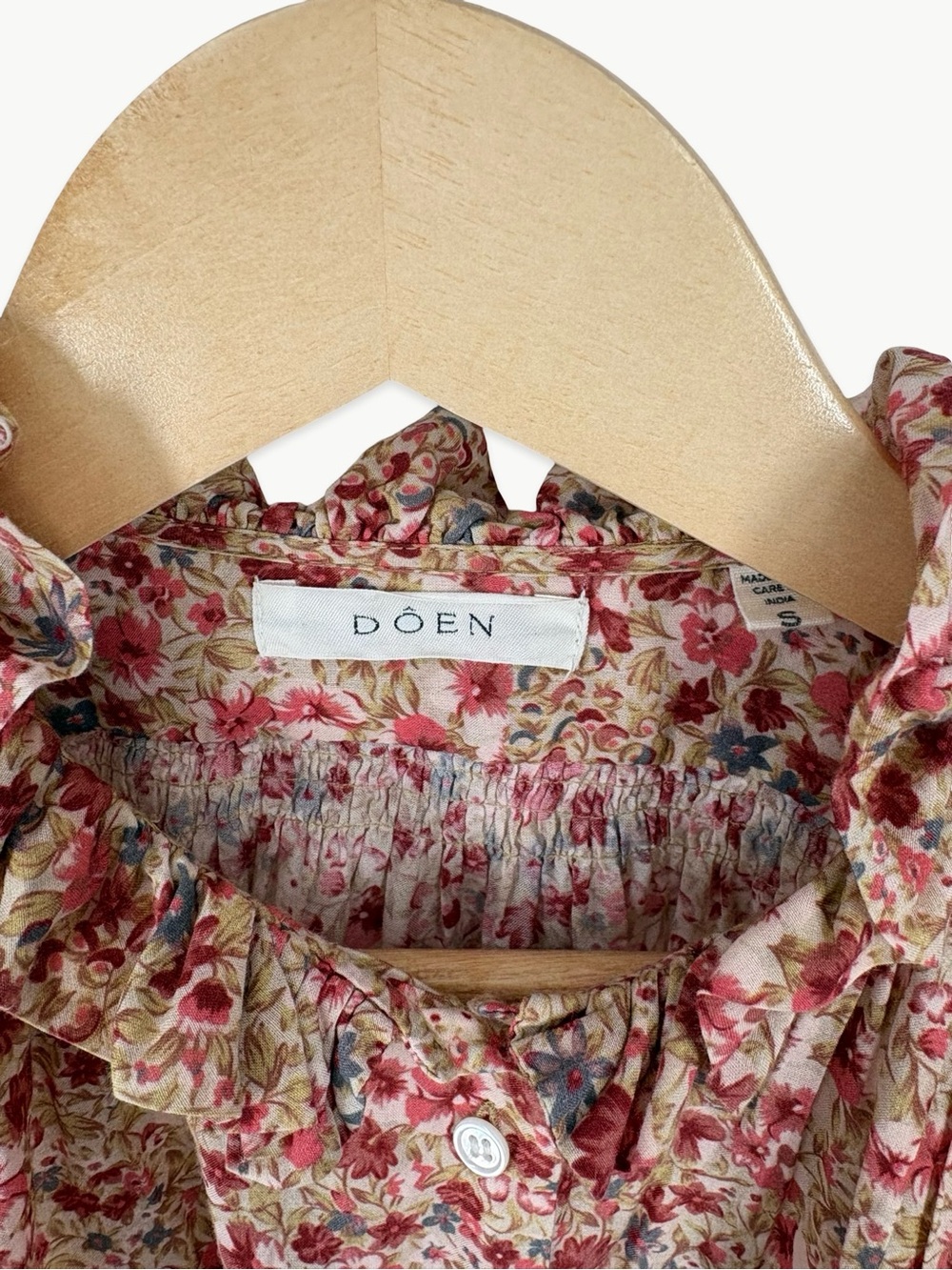 DÔEN Rose Blouse Size Small in Pink Valley Floral Cotton Viscose Relaxed Fit - Picture 4 of 16